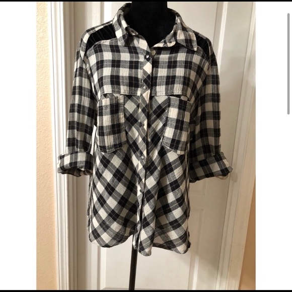 Free People Plaid Clip Button Shirt - Picture 2 of 7